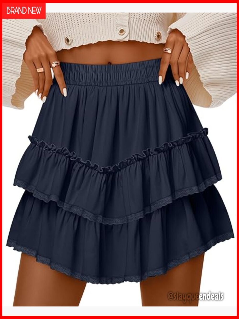 High Waist Pleated Tiered Skort with Ruffle Lace Detail, Summer Boho Mini